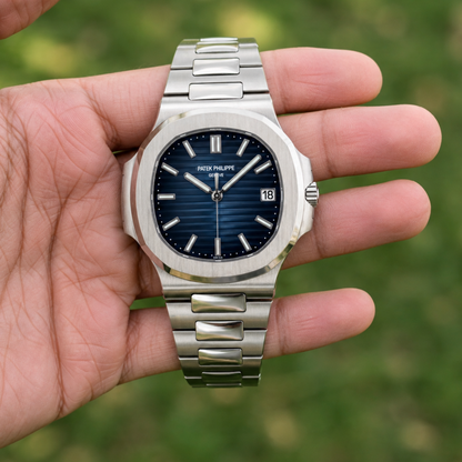 Patek Philippe Nautilus Style Men’s Luxury Watch – Blue Dial Stainless Steel