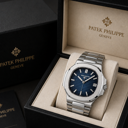 Patek Philippe Nautilus Style Men’s Luxury Watch – Blue Dial Stainless Steel