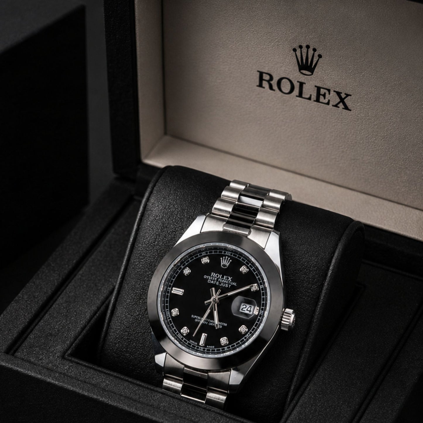 Rolex Datejust Stainless Steel Black Dial Luxury Watch